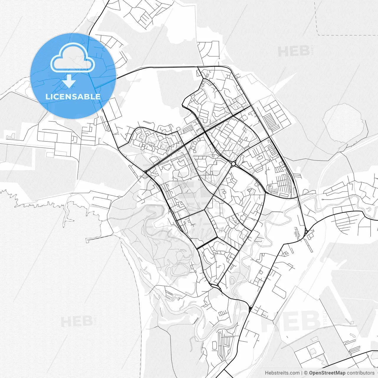 Vector PDF map of Sosnovy Bor, Russia
