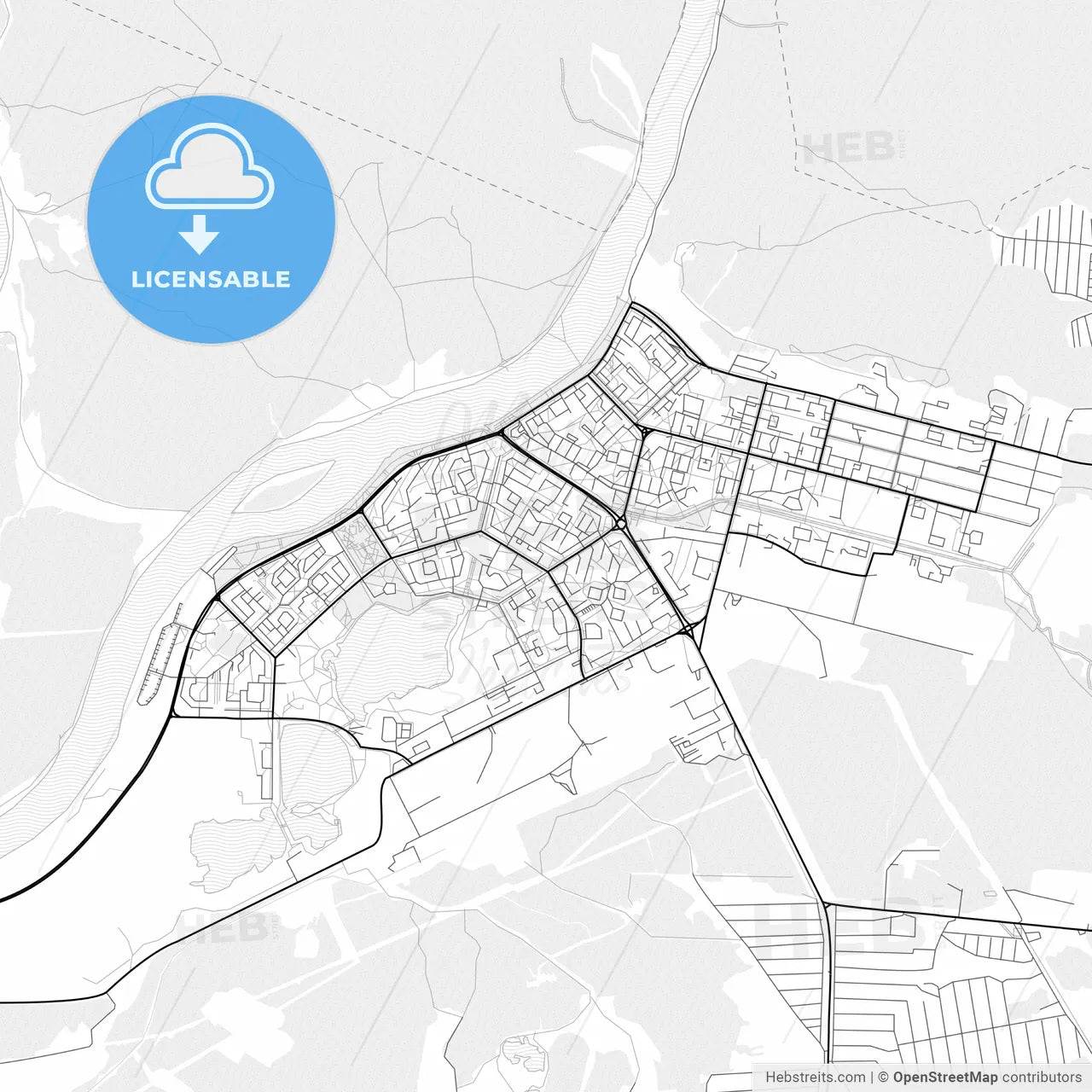 Vector PDF map of Zelenogorsk, Russia