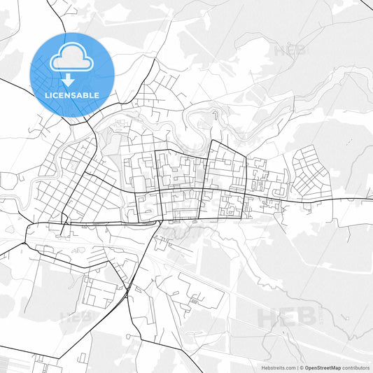 Vector PDF map of Tikhvin, Russia