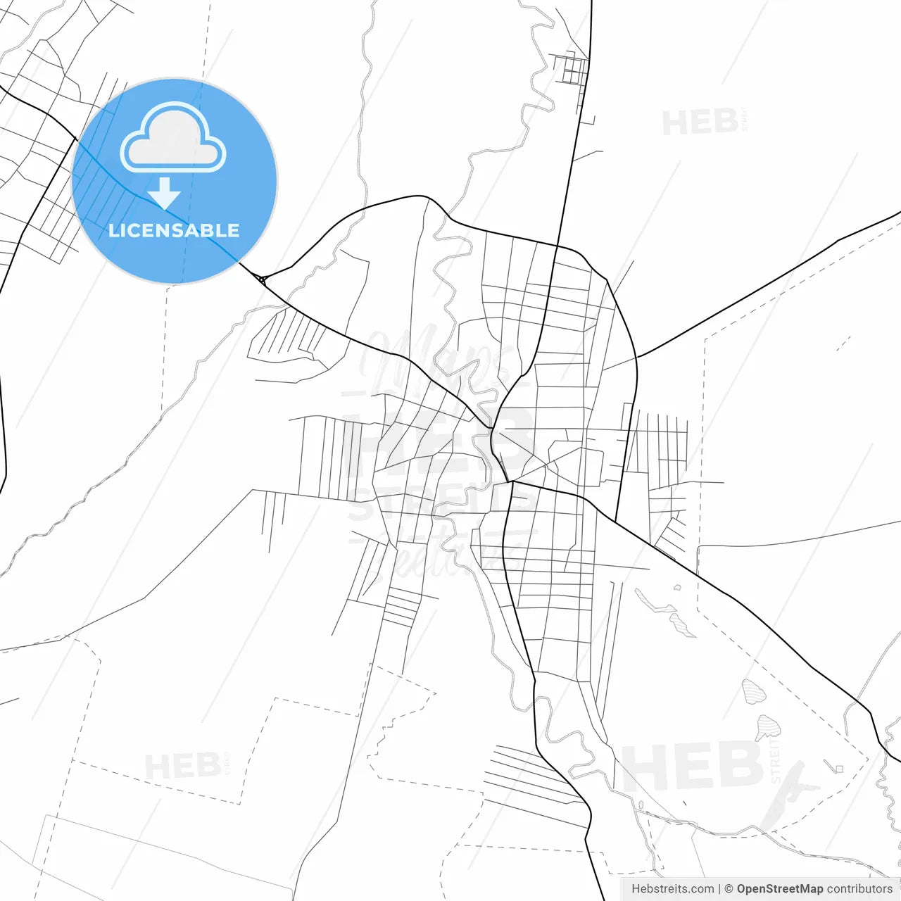 Vector PDF map of Urus-Martan, Russia