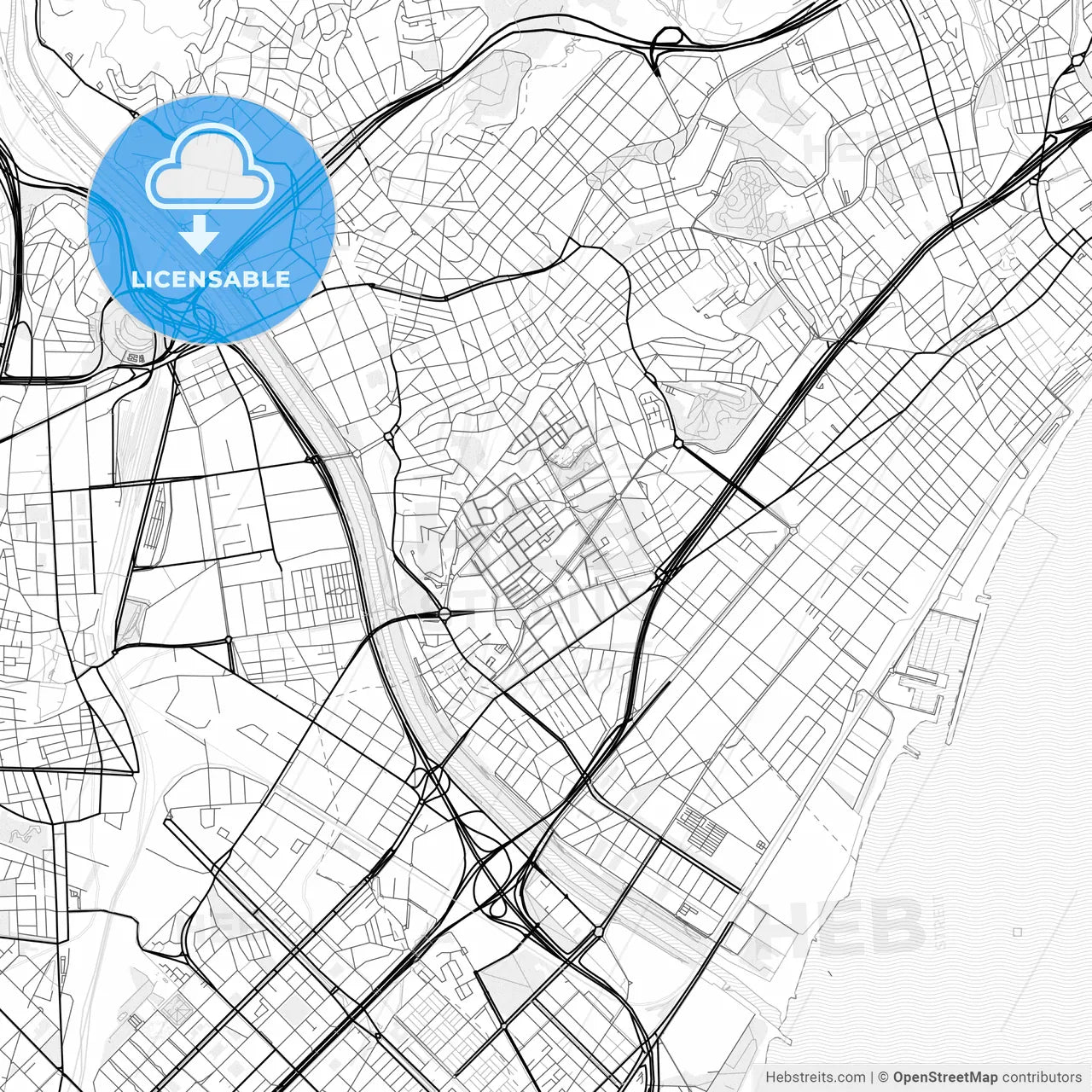 Vector PDF map of Llefià, Spain