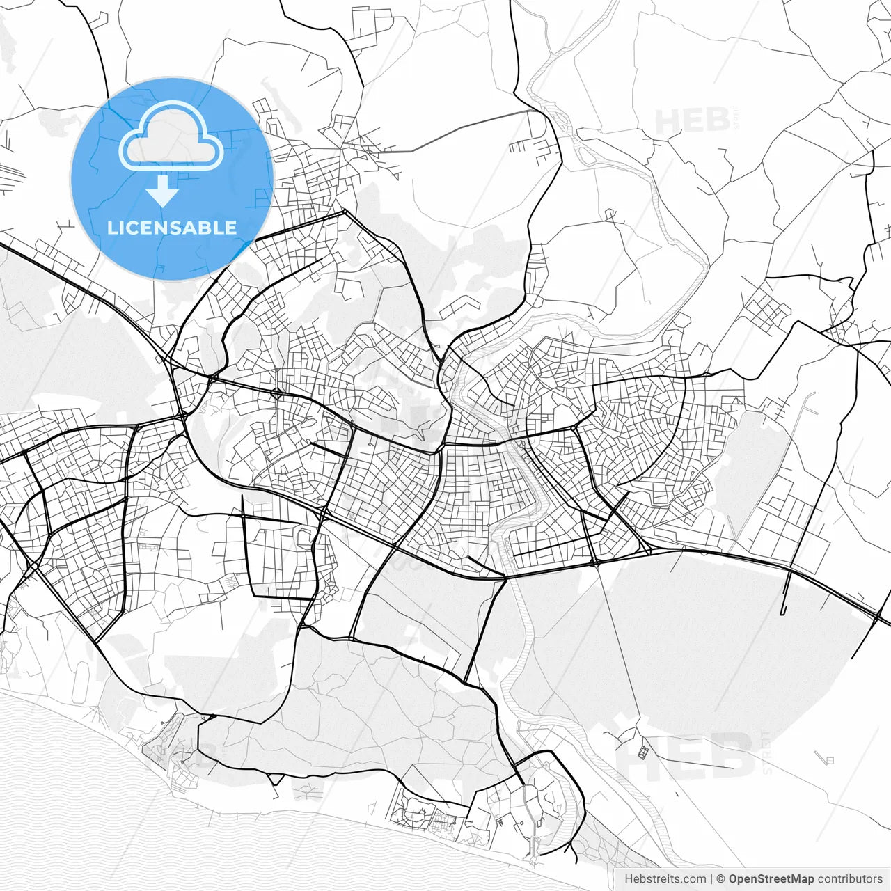 Vector PDF map of Manavgat, Turkey