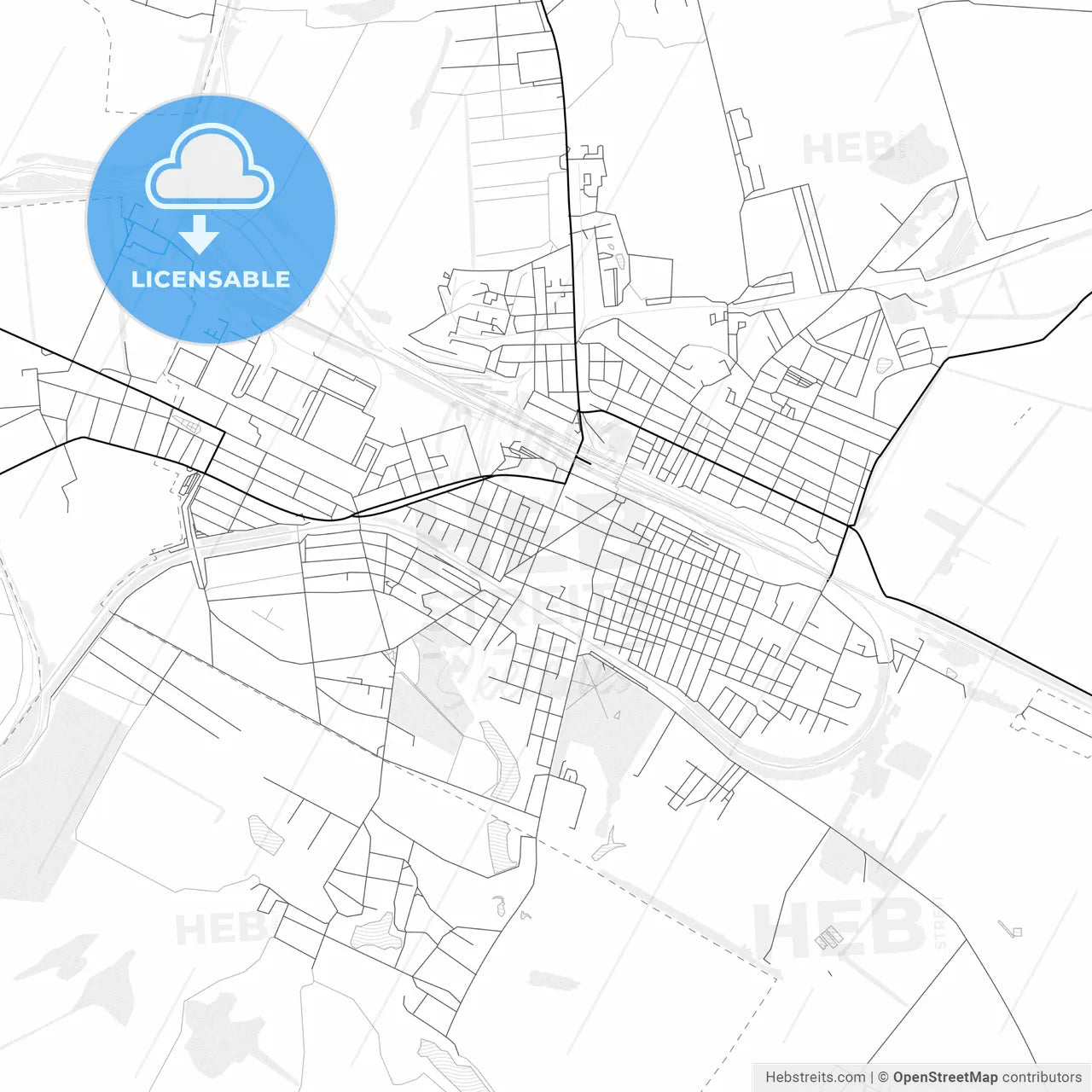 Vector PDF map of Lozova, Ukraine