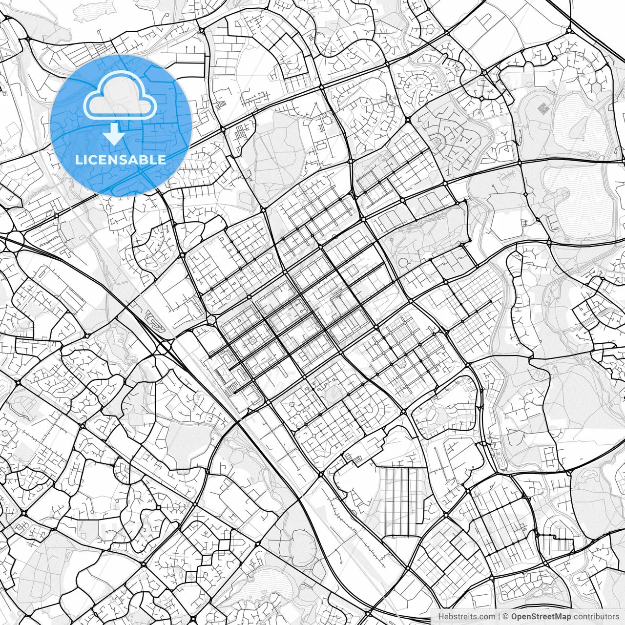 Vector PDF map of Milton Keynes, England