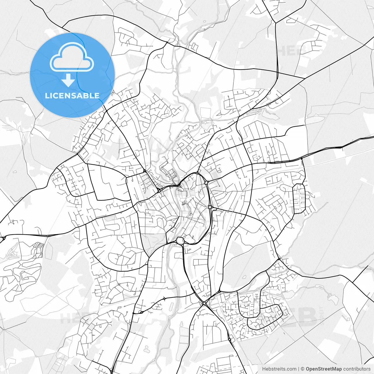 Vector PDF map of Kidderminster, England