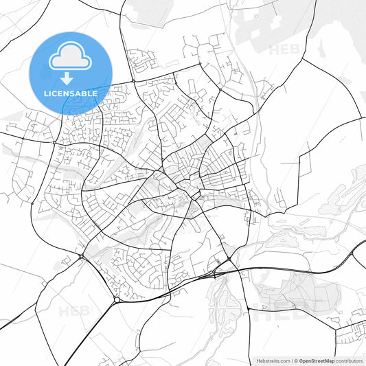Vector PDF map of Wellingborough, England