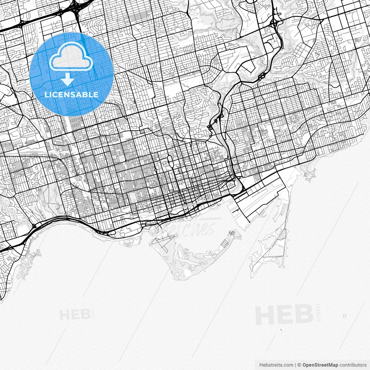 Vector PDF map of Toronto, Canada