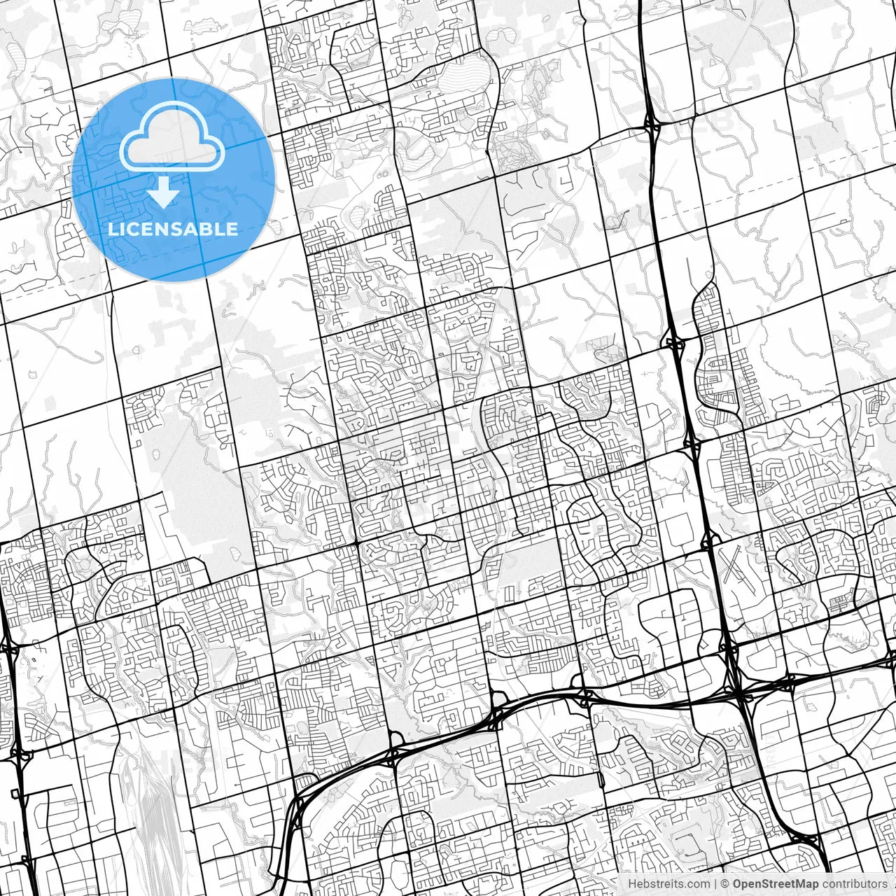 Vector PDF map of Richmond Hill, Canada