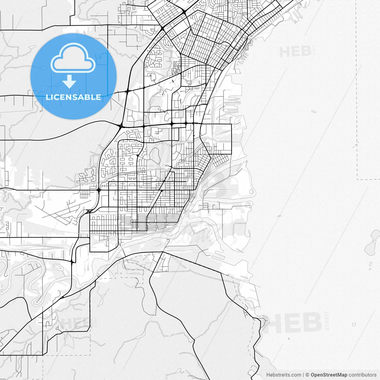 Vector PDF map of Thunder Bay, Canada