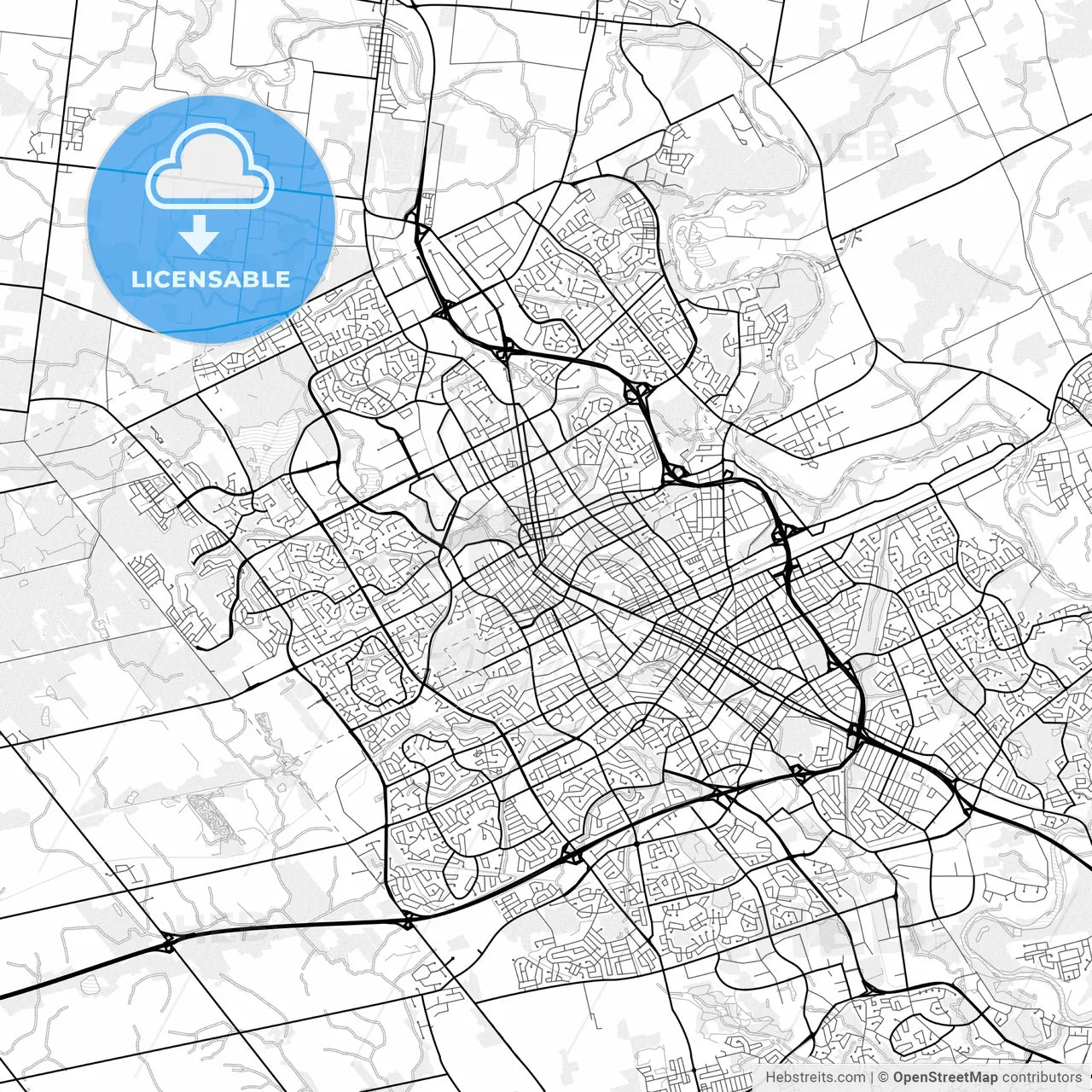 Vector PDF map of Waterloo, Canada