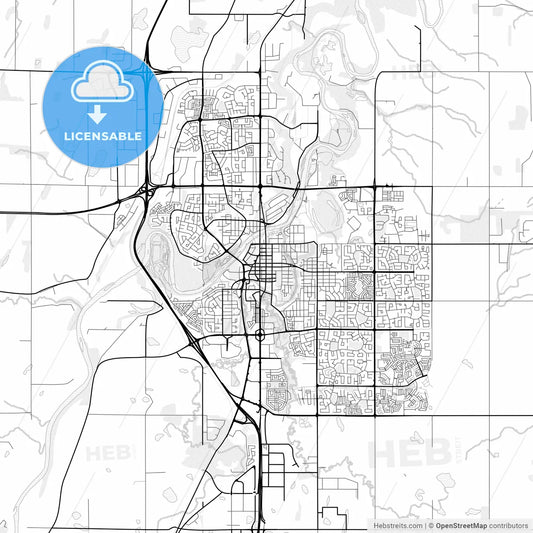 Vector PDF map of Red Deer, Canada
