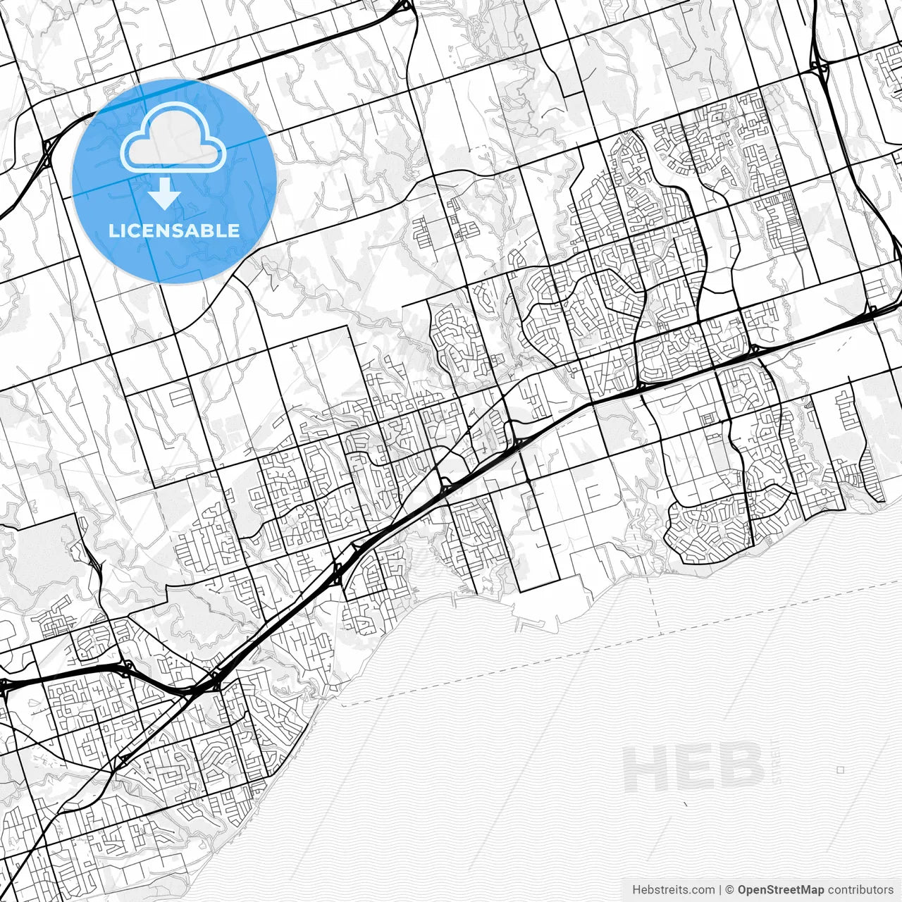 Vector PDF map of Pickering, Canada