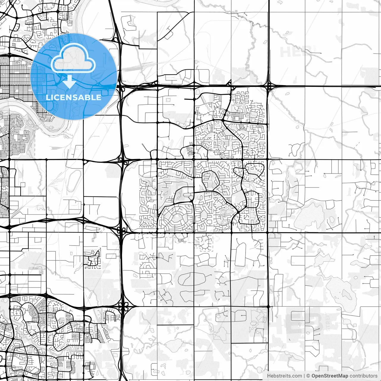 Vector PDF map of Strathcona County, Canada