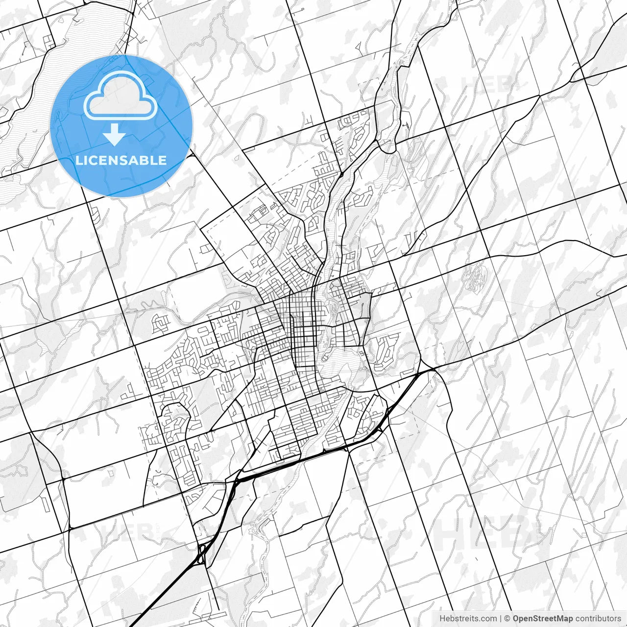 Vector PDF map of Peterborough, Canada