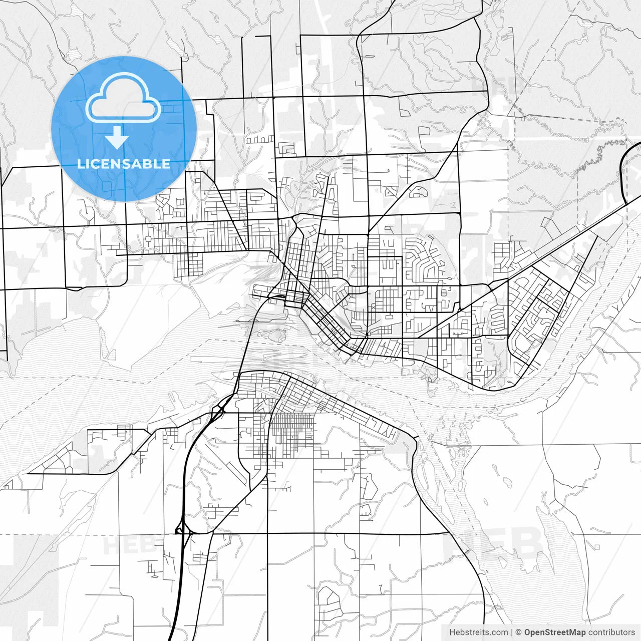 Vector PDF map of Sault Ste. Marie, Canada