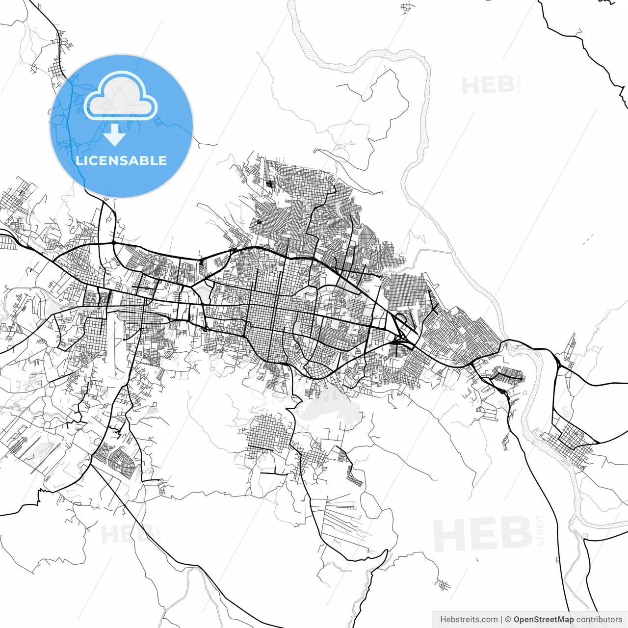 Vector PDF map of Tuxtla Gutiérrez, Mexico