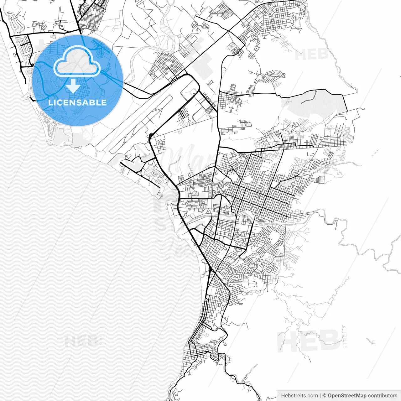 Vector PDF map of Puerto Vallarta, Mexico