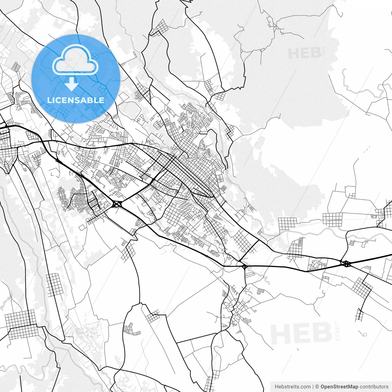 Vector PDF map of Córdoba, Mexico