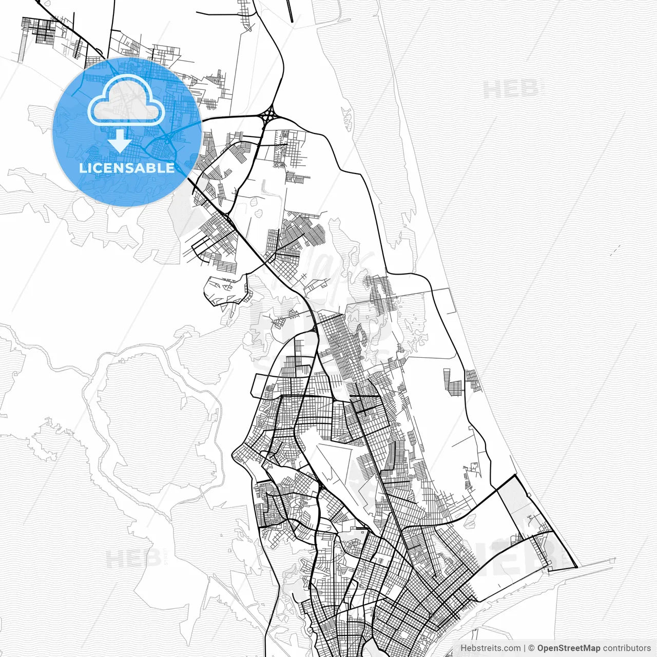 Vector PDF map of Miramar, Mexico