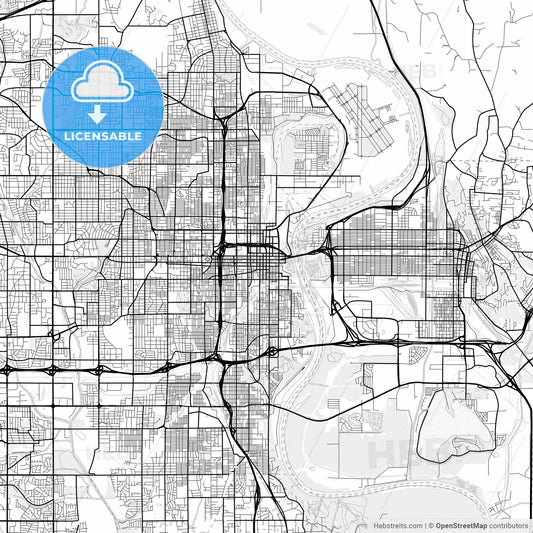 Vector PDF map of Omaha, Nebraska, United States