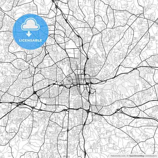 Vector PDF map of Winston–Salem, North Carolina, United States