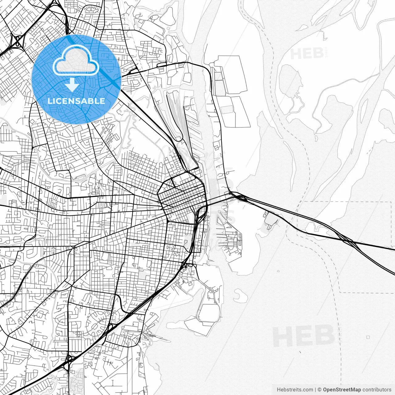 Vector PDF map of Mobile, Alabama, United States