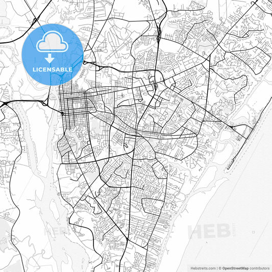 Vector PDF map of Wilmington, North Carolina, United States