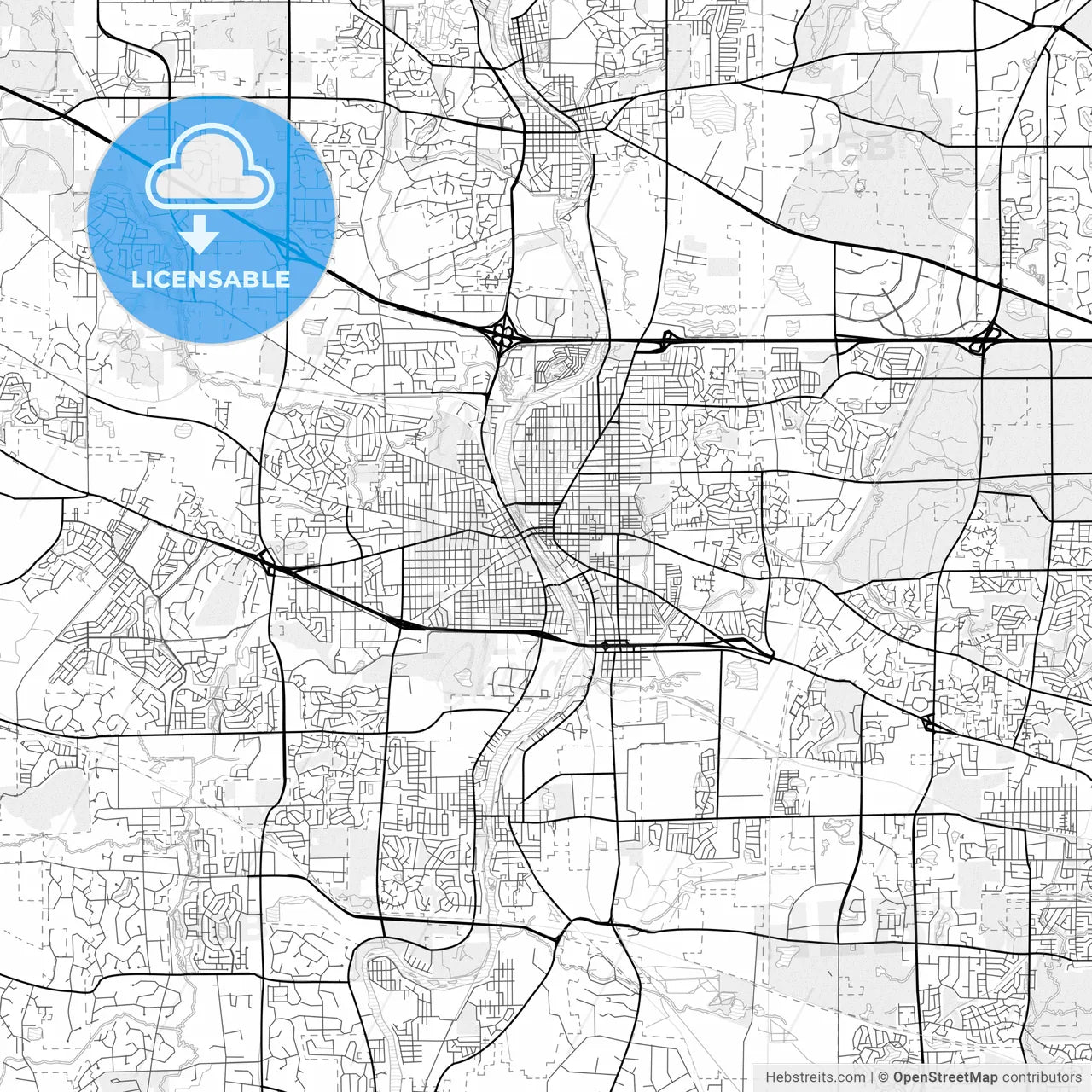 Vector PDF map of Elgin, Illinois, United States