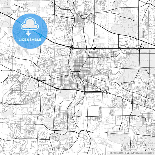 Vector PDF map of Elgin, Illinois, United States