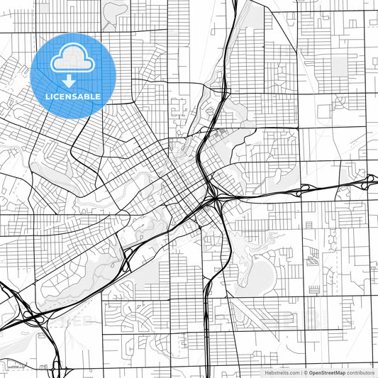 Vector PDF map of Flint, Michigan, United States