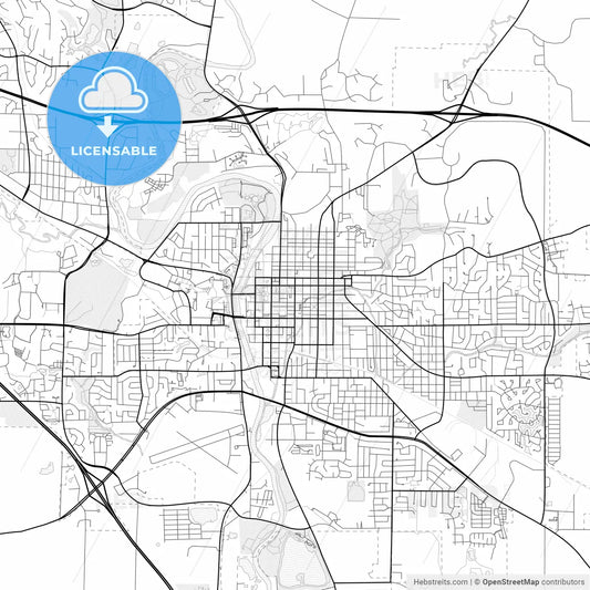 Vector PDF map of Iowa City, Iowa, United States