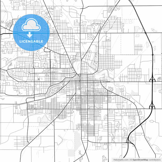 Vector PDF map of Muncie, Indiana, United States