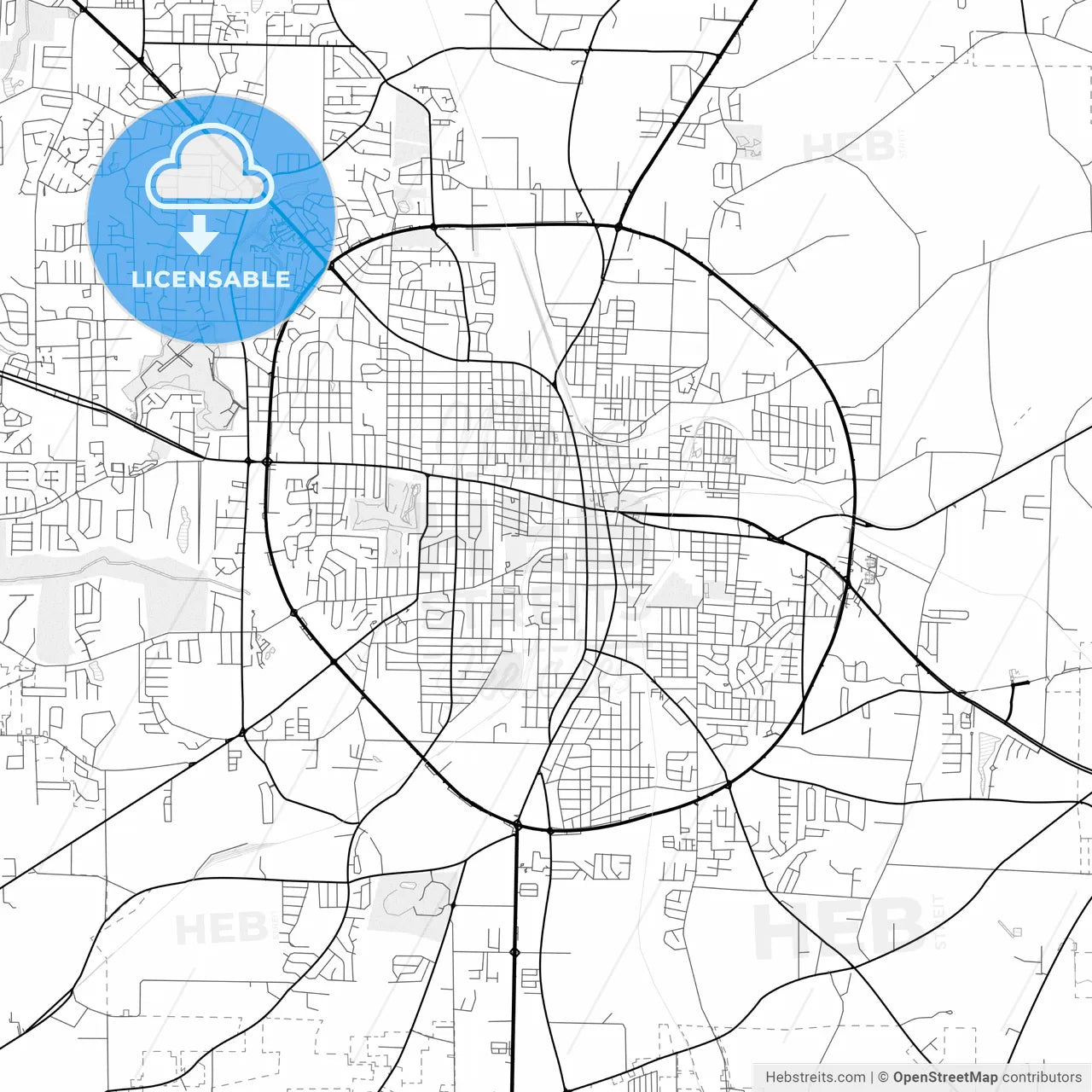 Vector PDF map of Dothan, Alabama, United States