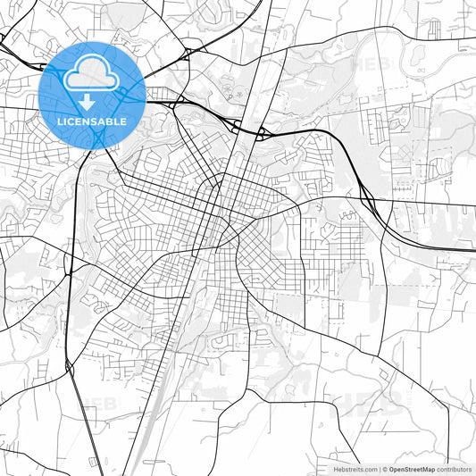 Vector PDF map of Rocky Mount, North Carolina, United States