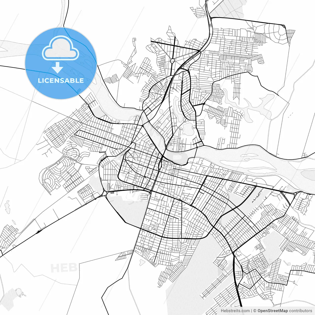 Vector PDF map of Campos dos Goytacazes, Brazil