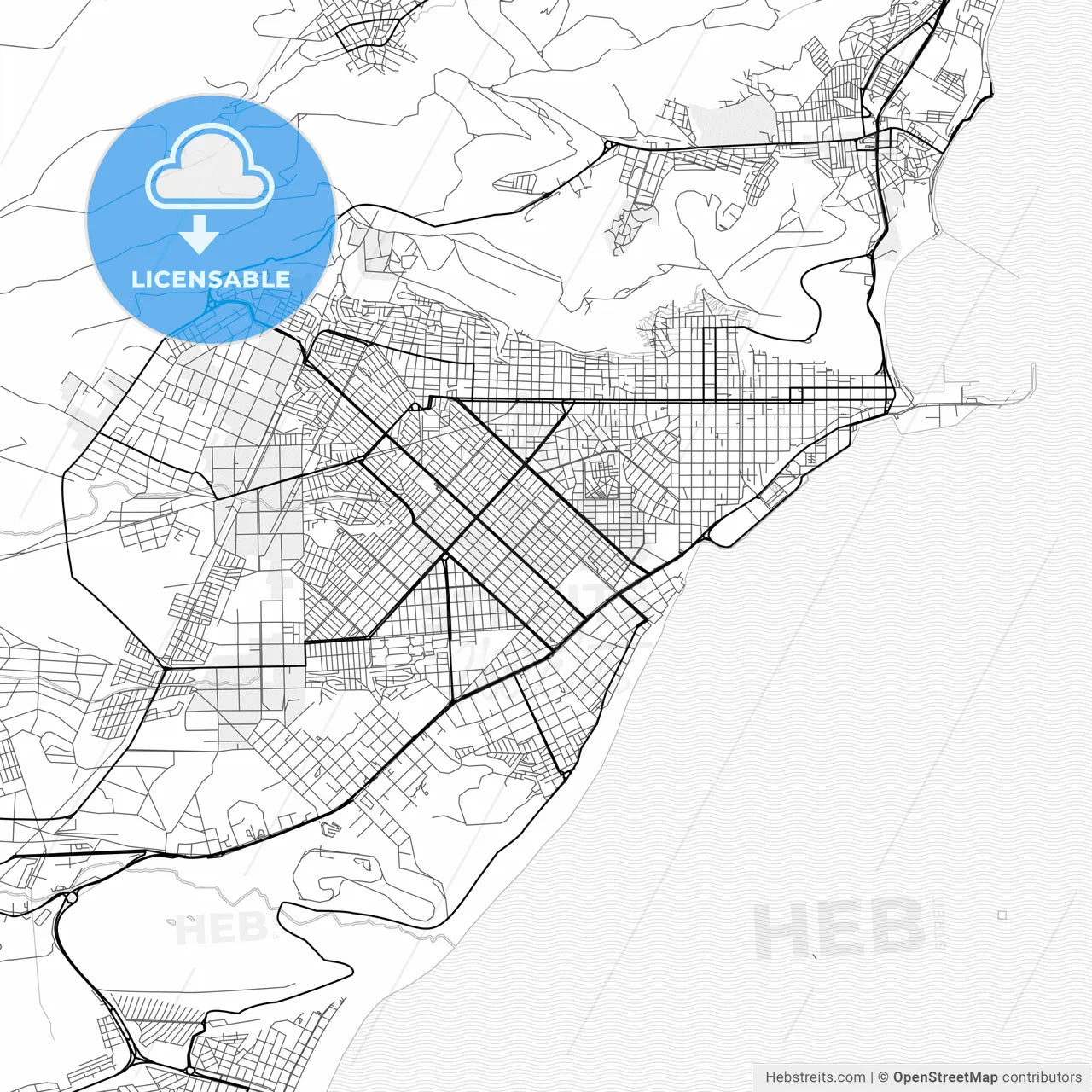 Vector PDF map of Comodoro Rivadavia, Argentina