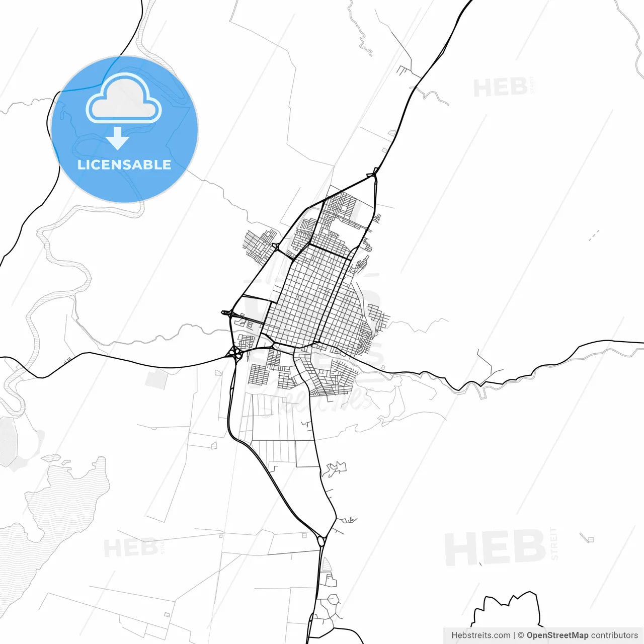 Vector PDF map of Guadalajara de Buga, Colombia