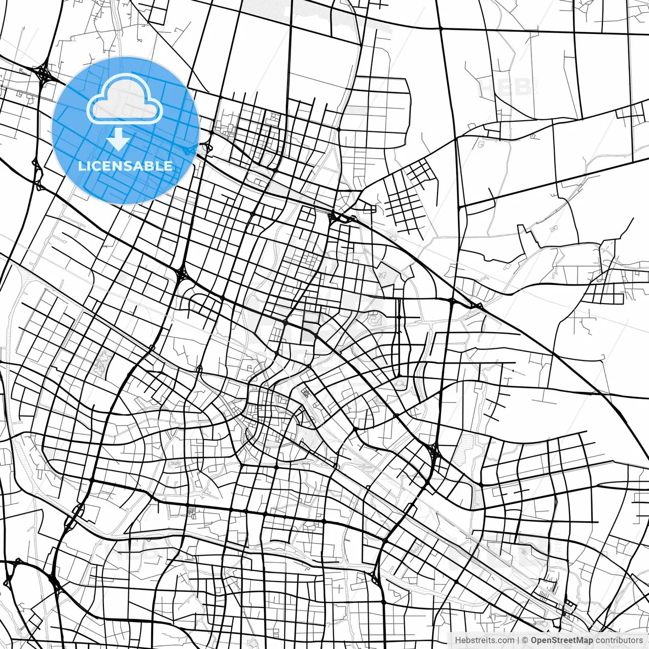 Vector PDF map of Changzhou, China