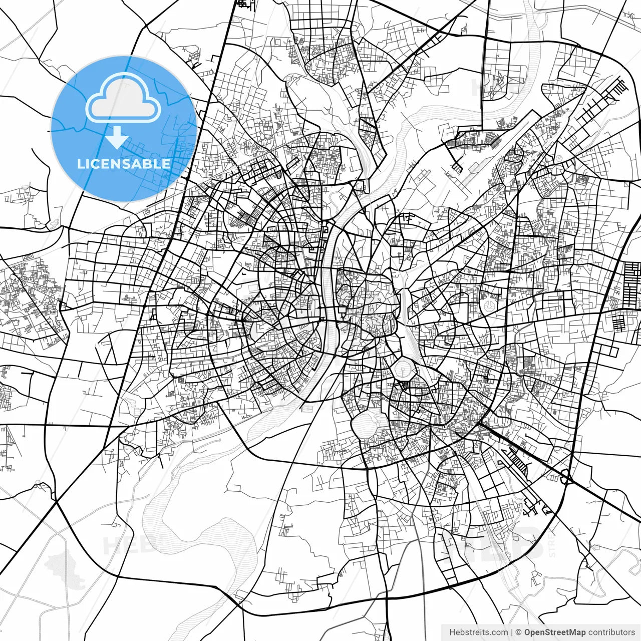 Vector PDF map of Ahmedabad, India