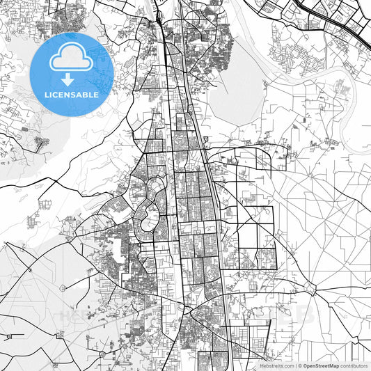 Vector PDF map of Faridabad, India