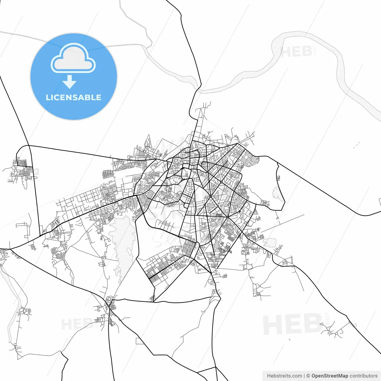 Vector PDF map of Bhavnagar, India