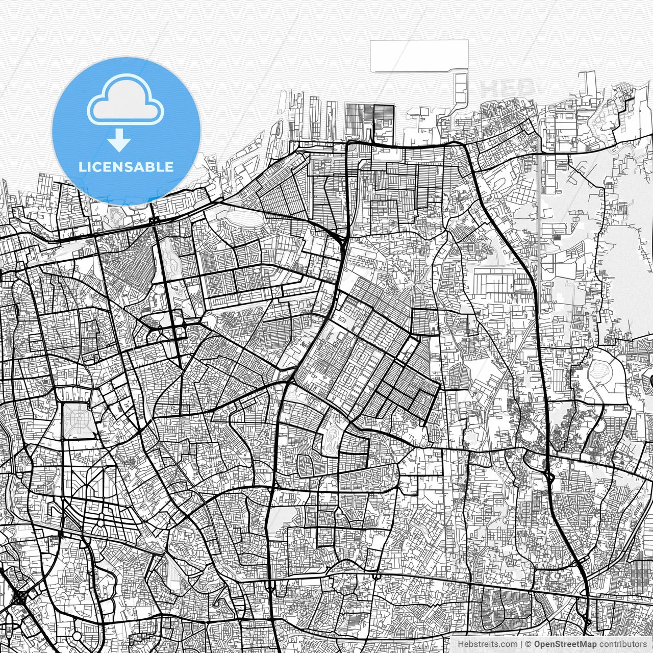Vector PDF map of North Jakarta, Indonesia