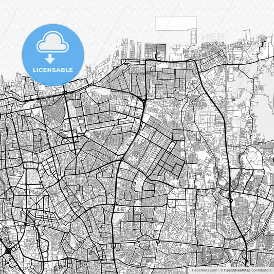 Vector PDF map of North Jakarta, Indonesia