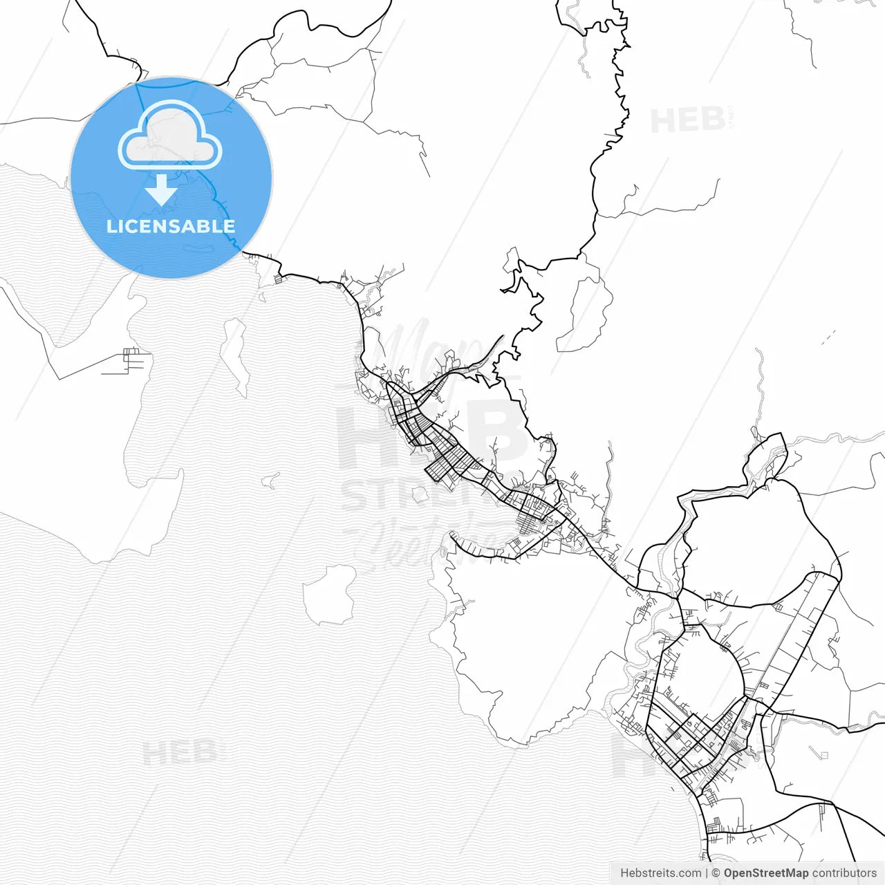 Vector PDF map of Sibolga, Indonesia