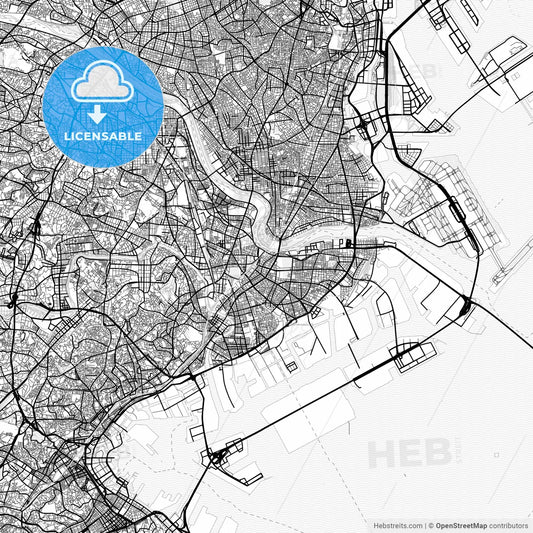 Vector PDF map of Kawasaki, Japan
