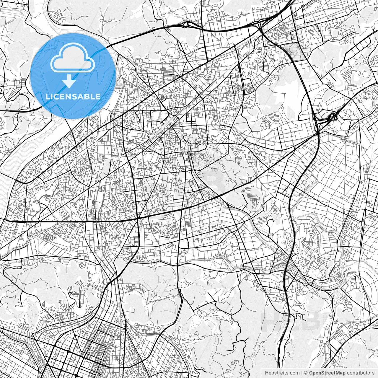 Vector PDF map of Kurashiki, Japan