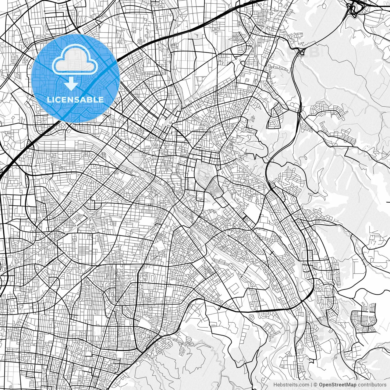 Vector PDF map of Kanazawa, Japan