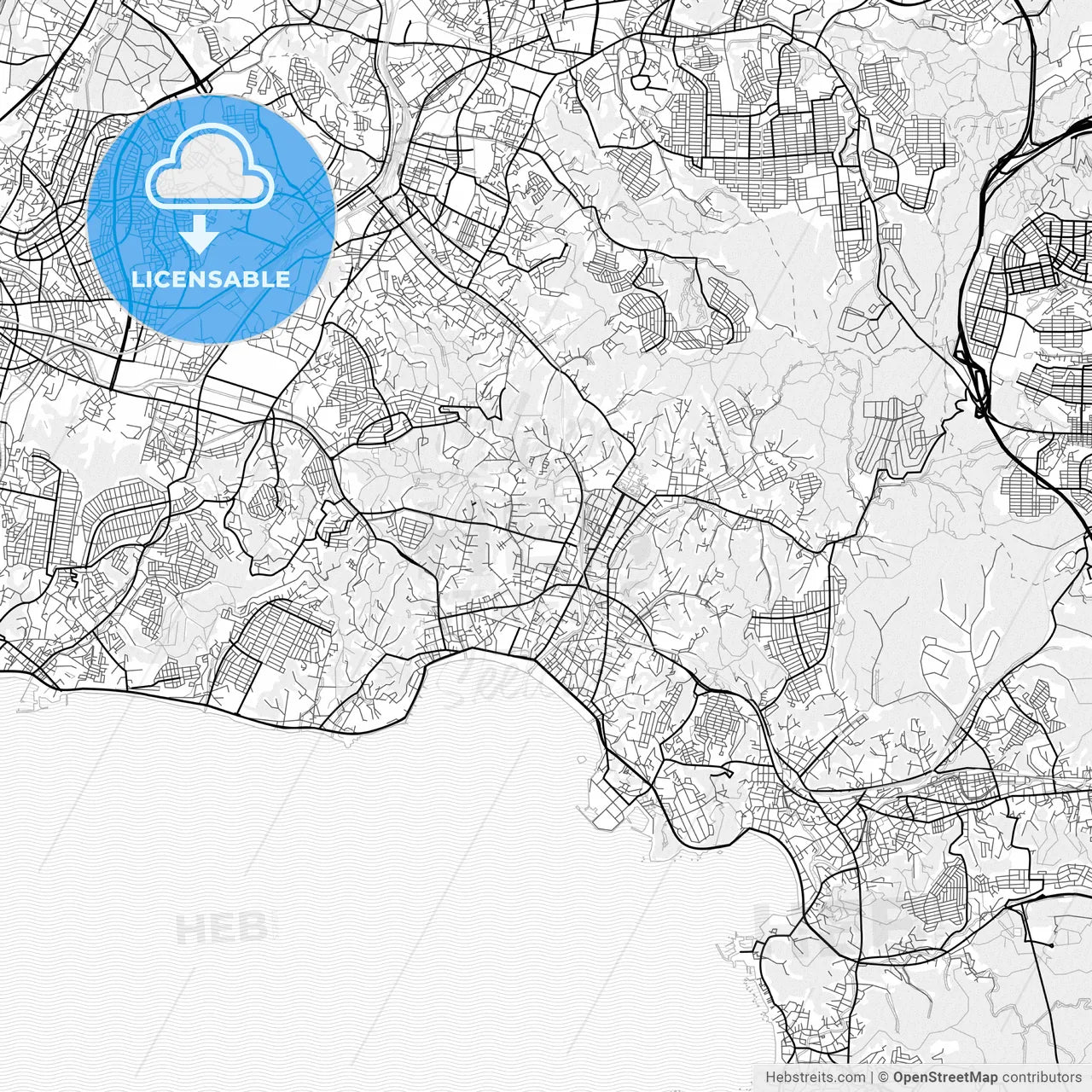 Vector PDF map of Kamakura, Japan