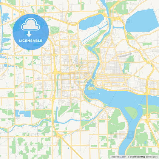 Empty vector map of Niagara Falls, Ontario, Canada