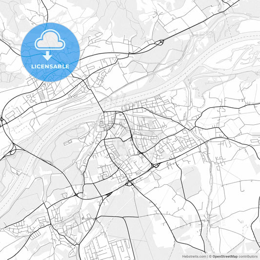Vector PDF map of Braunau am Inn, Austria